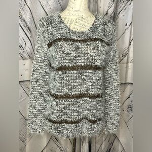 Stuart Laurent Fuzzy Crewneck Sweater Brown Size M